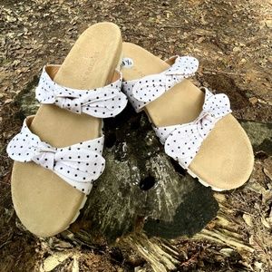 NWOB Jack Rogers Polka Dot Rose Double Knot Comfort Slide Sandals  SZ 9.5